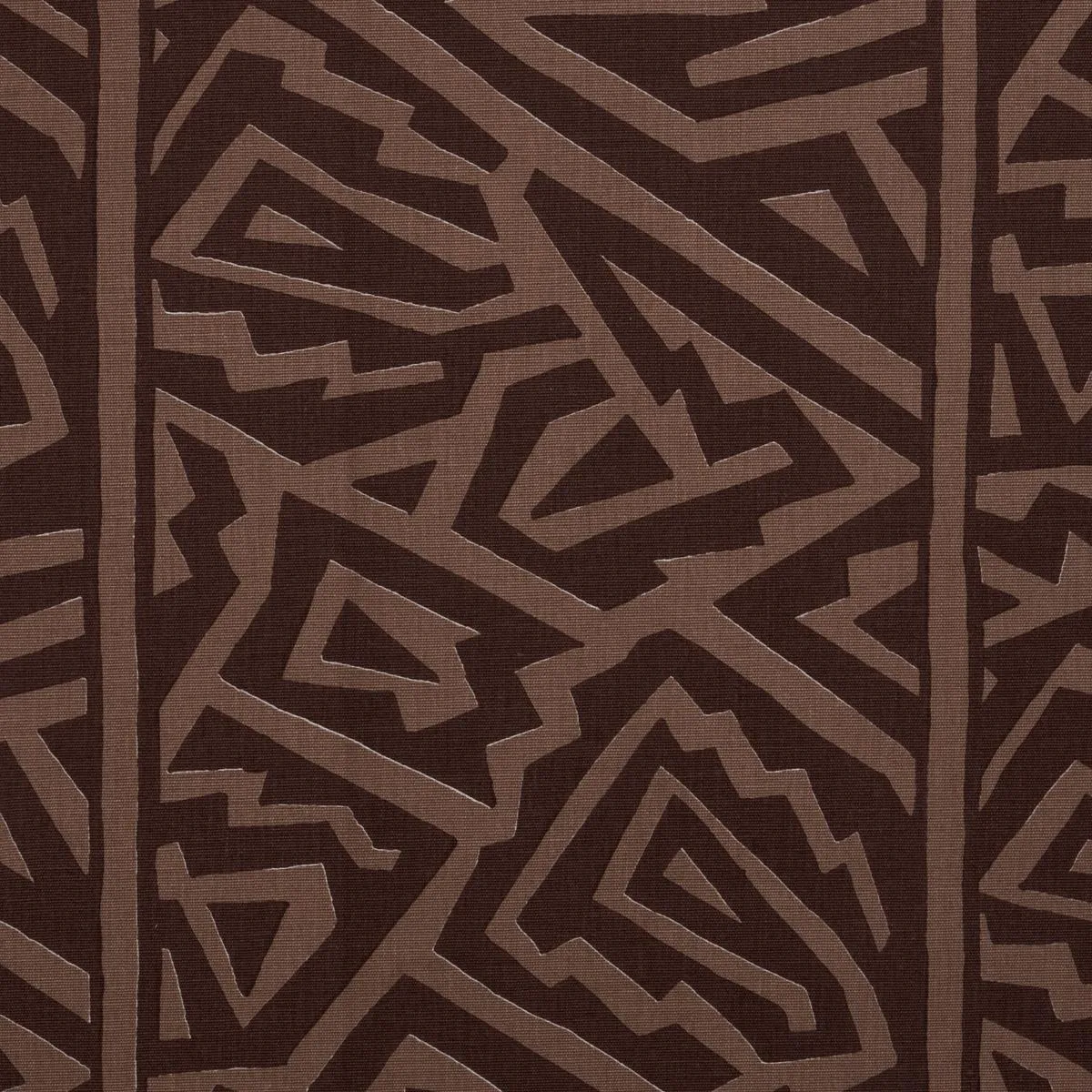 Schumacher 180321 Jagged Maze Brown fabric swatch
