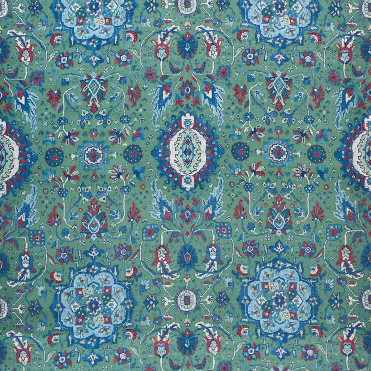 Schumacher 172793 Jahanara Carpet Jade fabric swatch