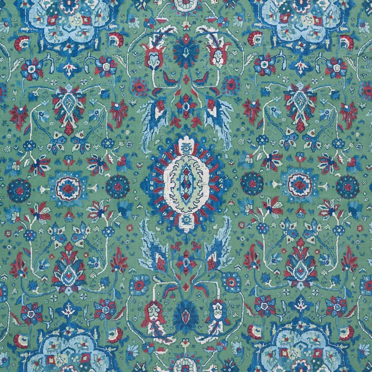 Schumacher 172793 Jahanara Carpet Jade fabric swatch