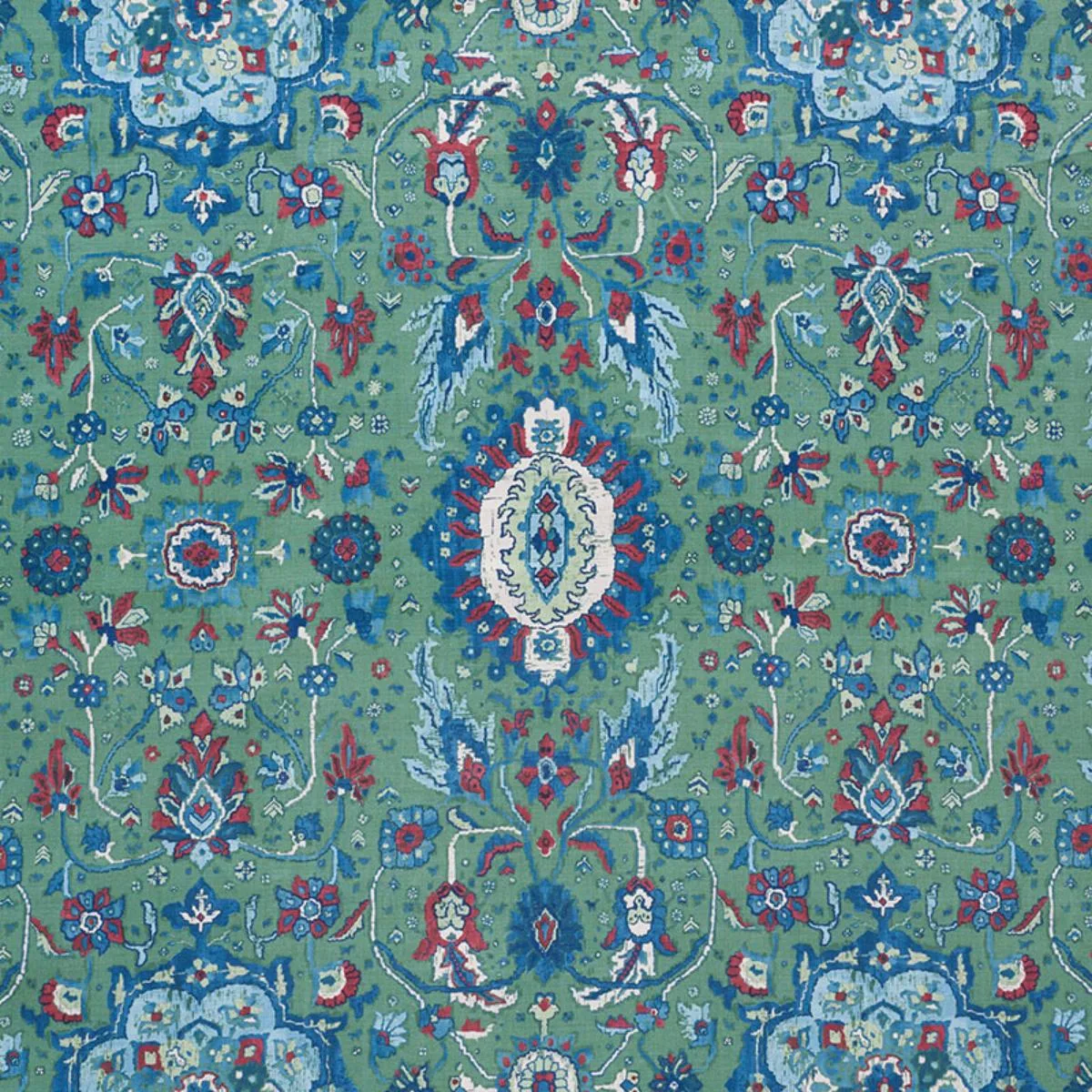 Schumacher 172793 Jahanara Carpet Jade fabric swatch