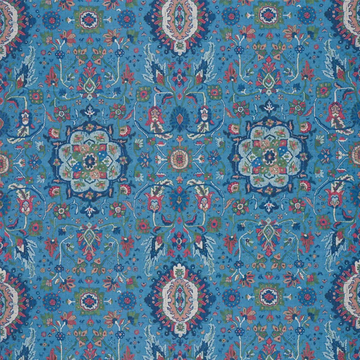 Schumacher 172794 Jahanara Carpet Peacock fabric swatch