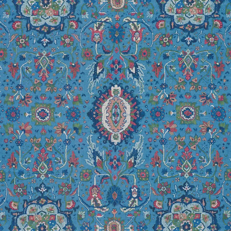 Schumacher 172794 Jahanara Carpet Peacock fabric swatch