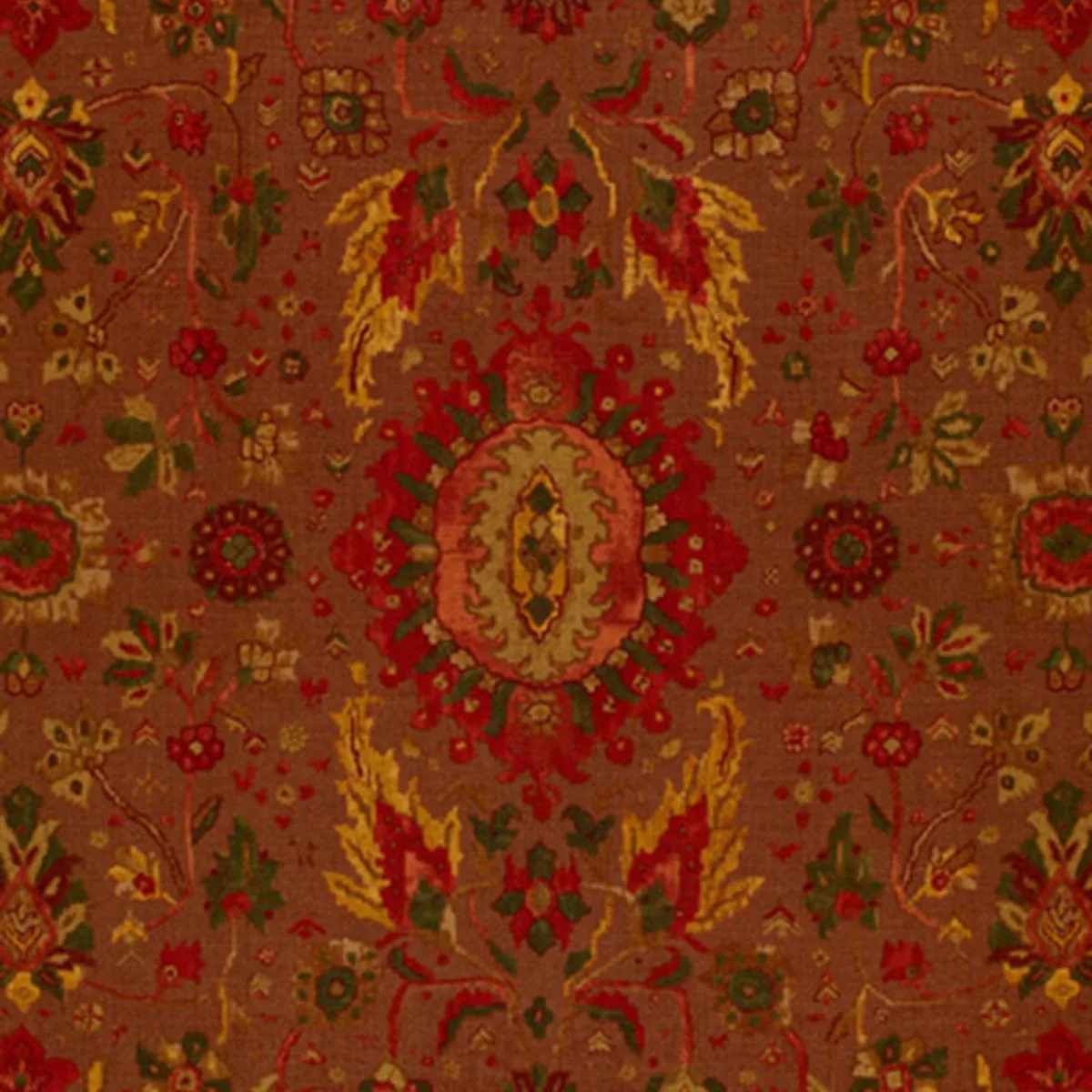 Schumacher 172791 Jahanara Carpet Spice Brown fabric swatch