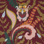 Schumacher 85492 Jaipur Fantaisie Aubergine fabric swatch