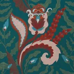 Schumacher 85490 Jaipur Fantaisie Turquoise fabric swatch