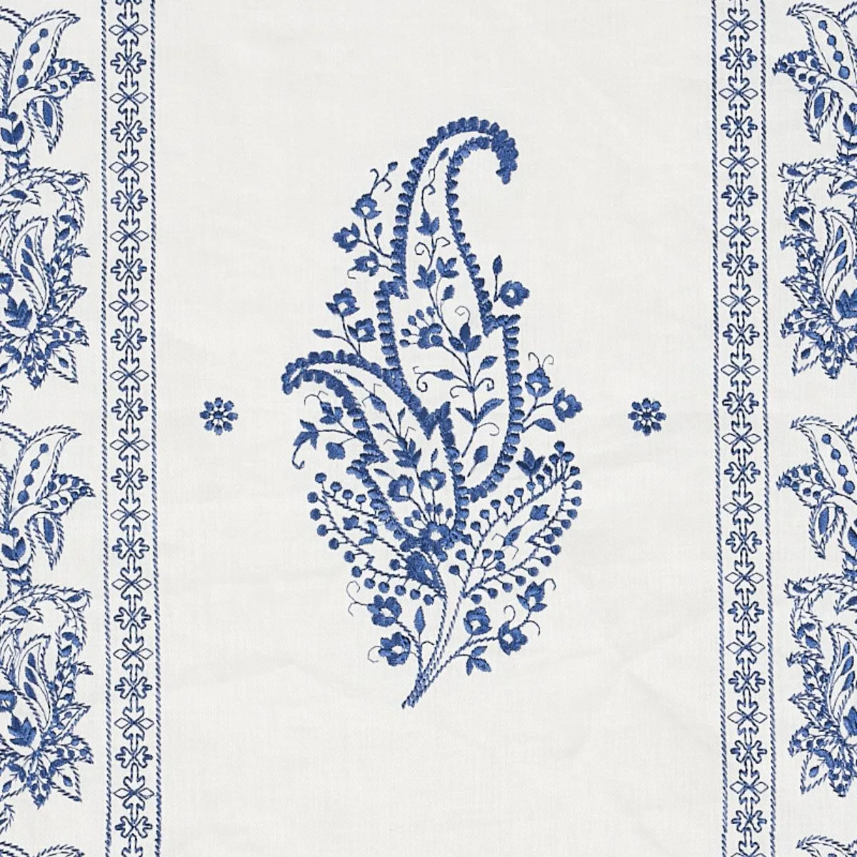 Schumacher 65802 Jaipur Linen Embroidery Blue fabric swatch
