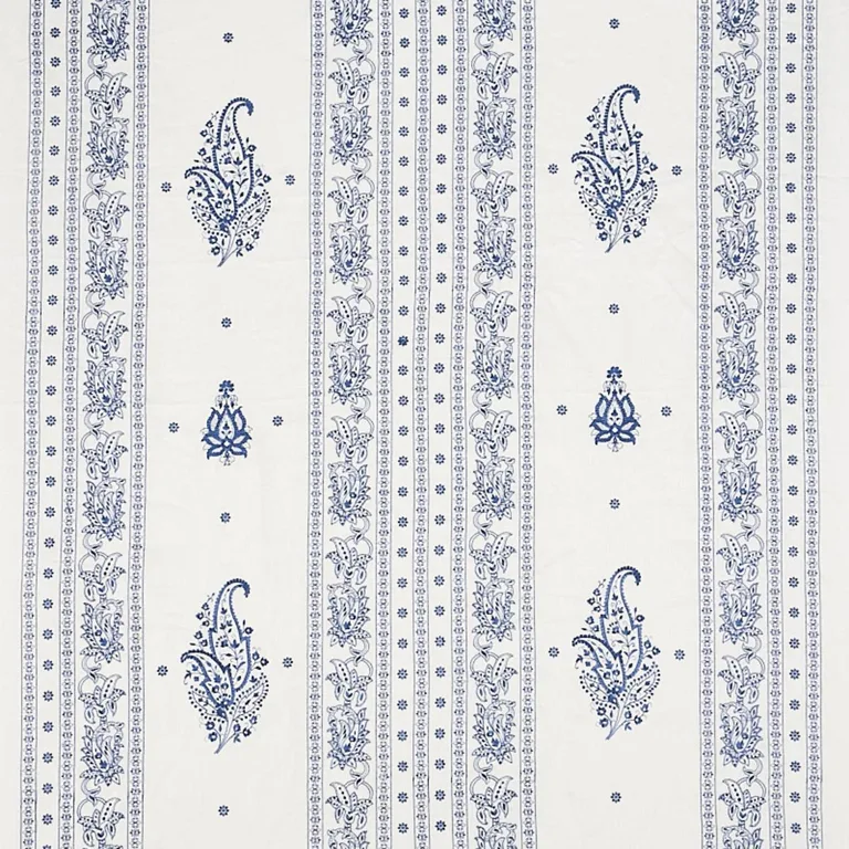 Schumacher 65802 Jaipur Linen Embroidery Blue fabric swatch