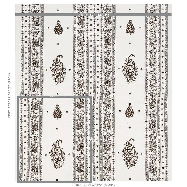 Schumacher 65801 Jaipur Linen Embroidery Brown fabric swatch