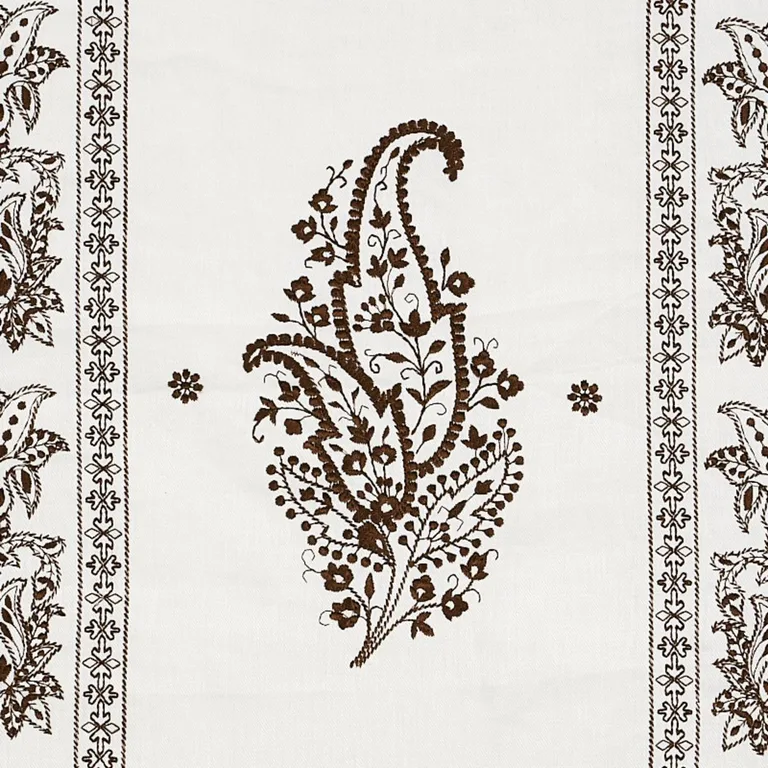 Schumacher 65801 Jaipur Linen Embroidery Brown fabric swatch