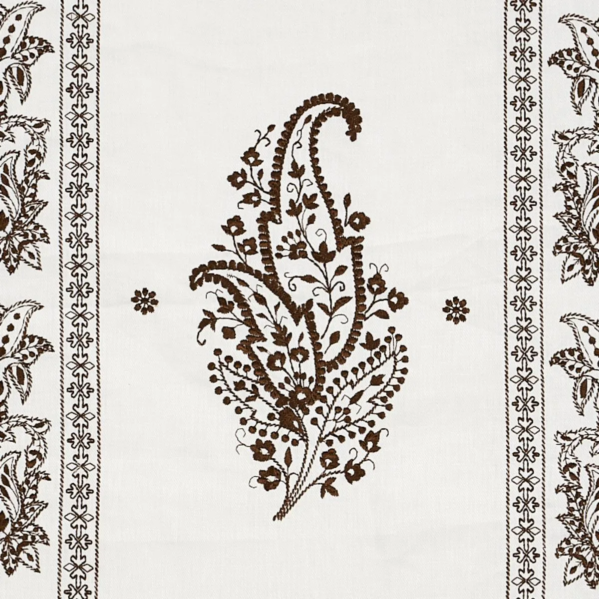 Schumacher 65801 Jaipur Linen Embroidery Brown fabric swatch