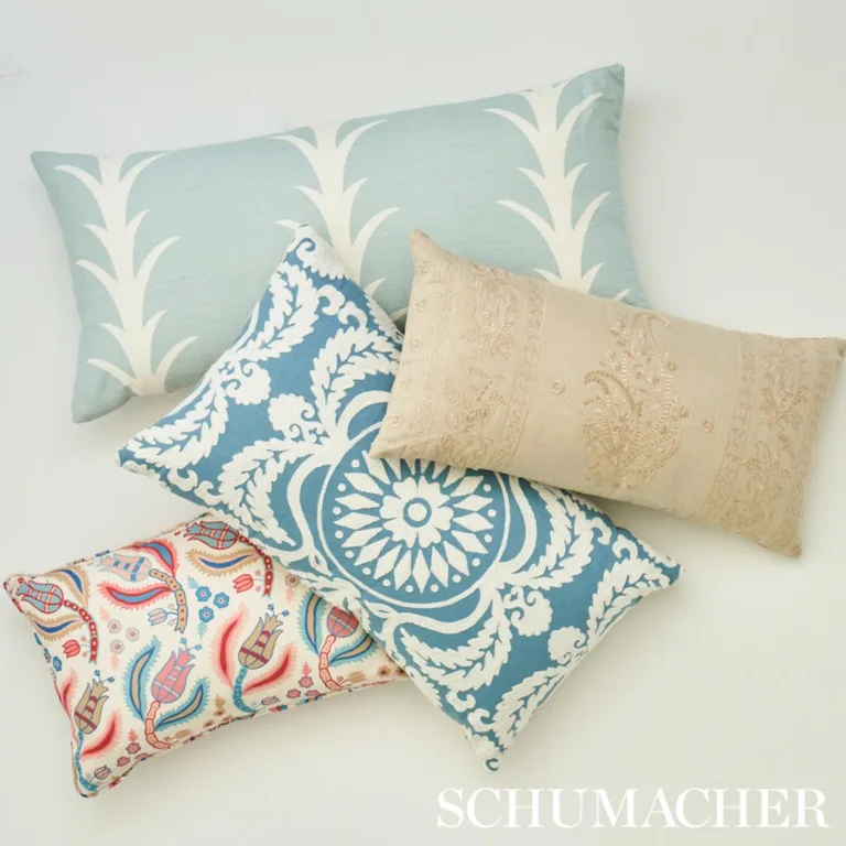 Schumacher 65800 Jaipur Linen Embroidery Flax fabric swatch