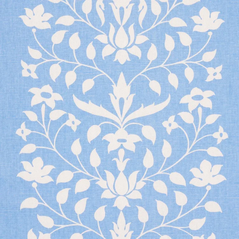 Schumacher 180681 Jaipur Mughal Flower Cornflower Blue fabric swatch