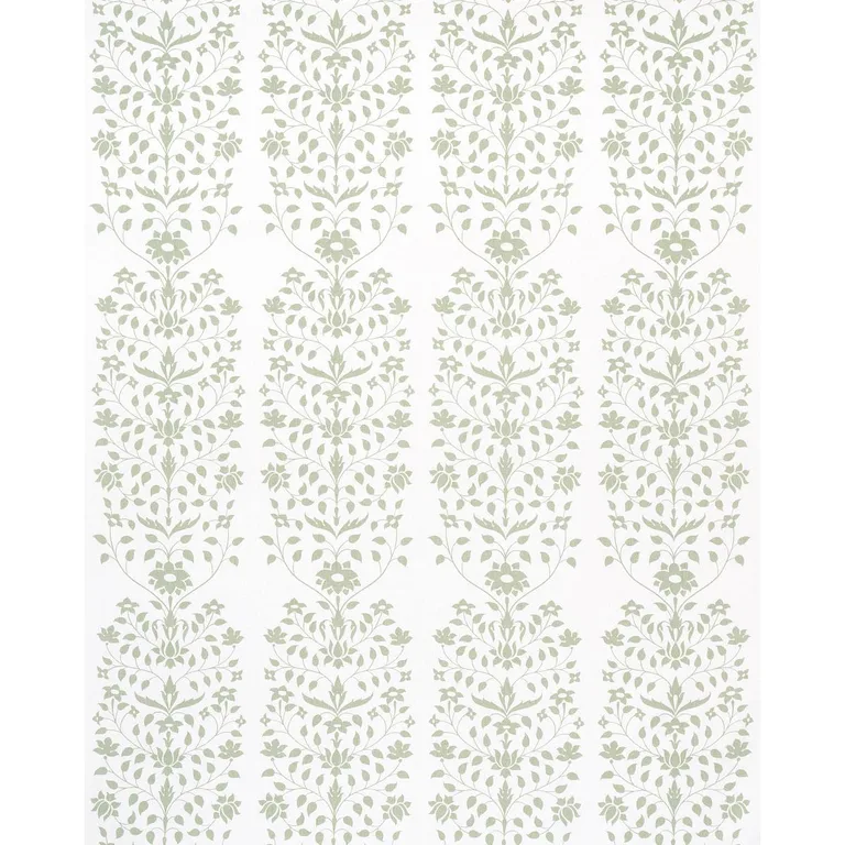Schumacher 180680 Jaipur Mughal Flower Green fabric swatch