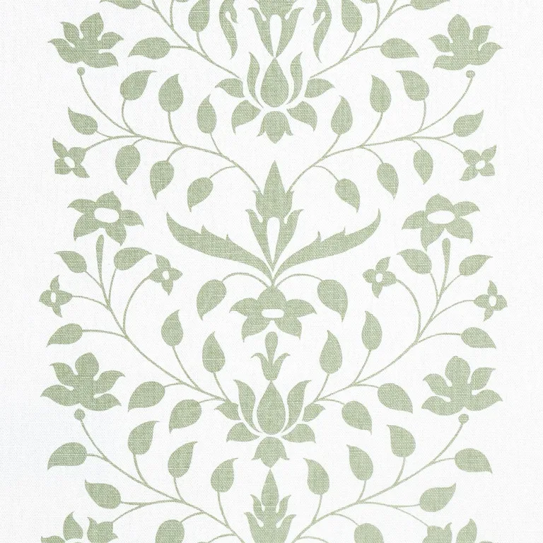 Schumacher 180680 Jaipur Mughal Flower Green fabric swatch