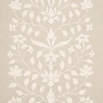 Schumacher 180682 Jaipur Mughal Flower Ivory On Natural fabric swatch