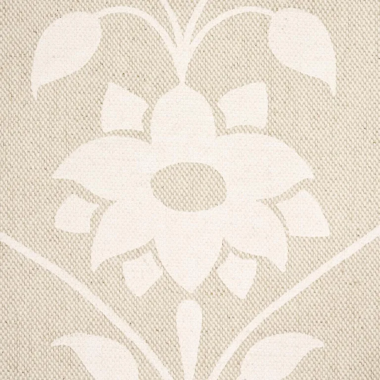 Schumacher 180682 Jaipur Mughal Flower Ivory On Natural fabric swatch
