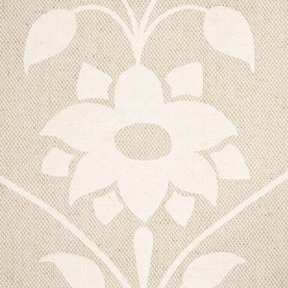 Schumacher 180682 Jaipur Mughal Flower Ivory On Natural fabric swatch