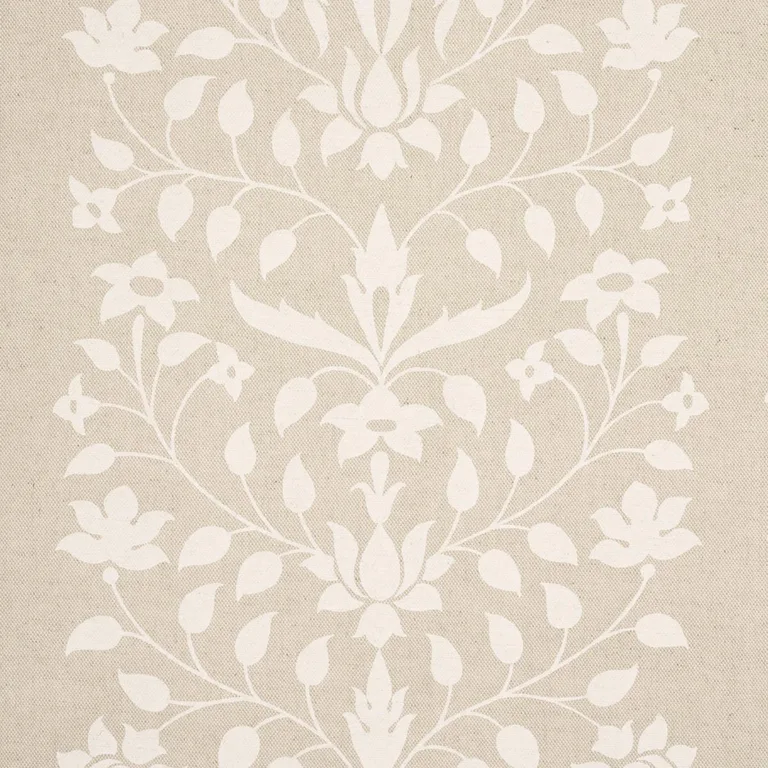 Schumacher 180682 Jaipur Mughal Flower Ivory On Natural fabric swatch