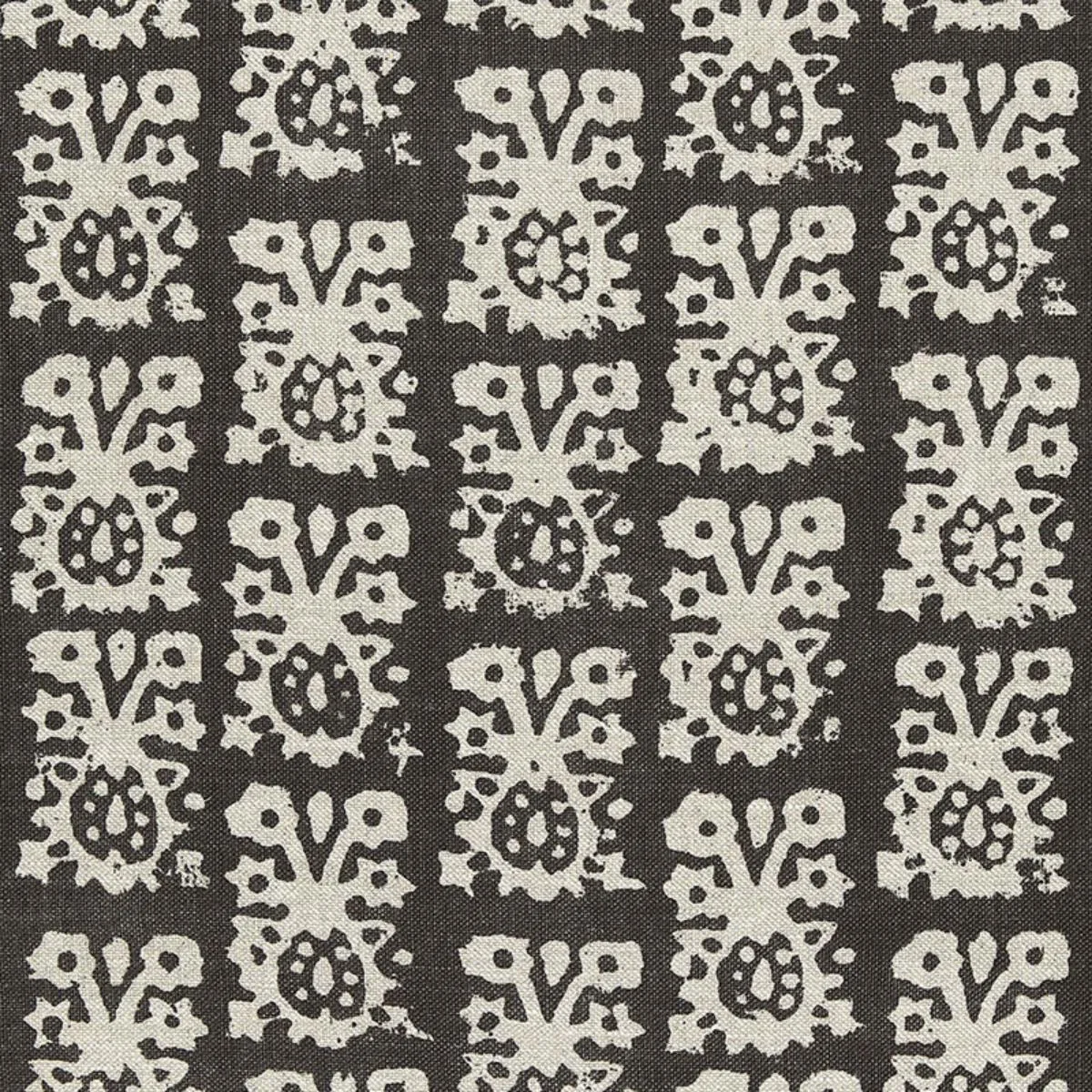 Schumacher 174630 Jakarta Linen Print Graphite fabric swatch
