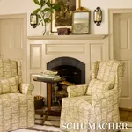 Schumacher 174631 Jakarta Linen Print Greige fabric swatch