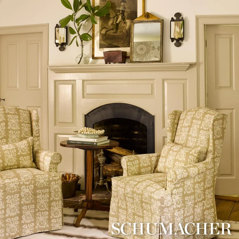 Schumacher 174631 Jakarta Linen Print Greige fabric swatch