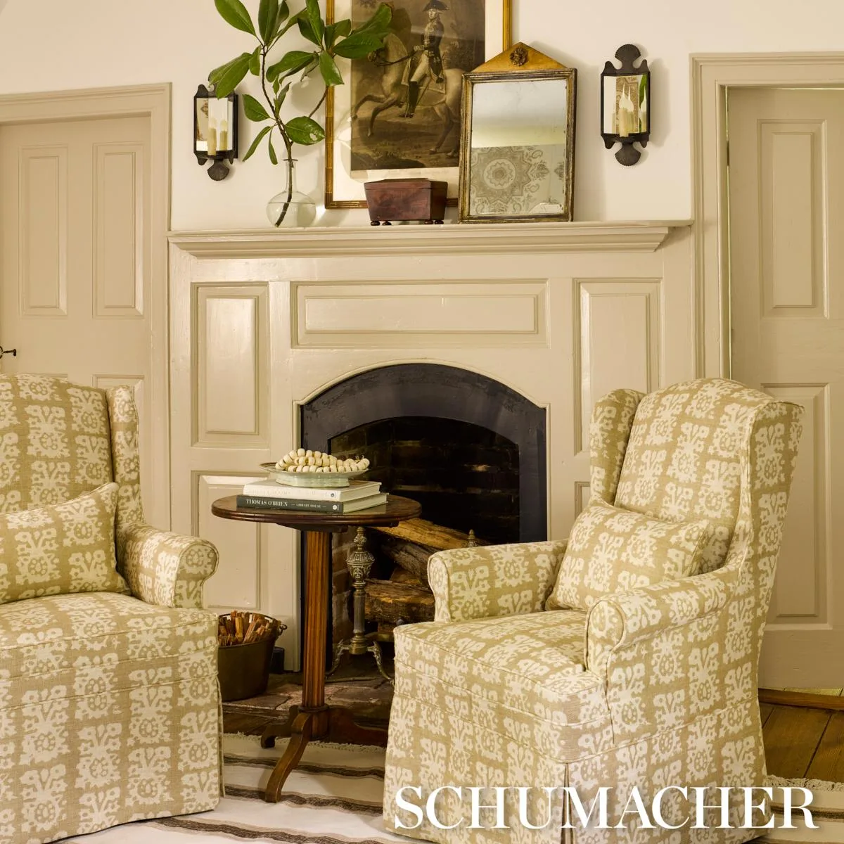 Schumacher 174631 Jakarta Linen Print Greige fabric swatch