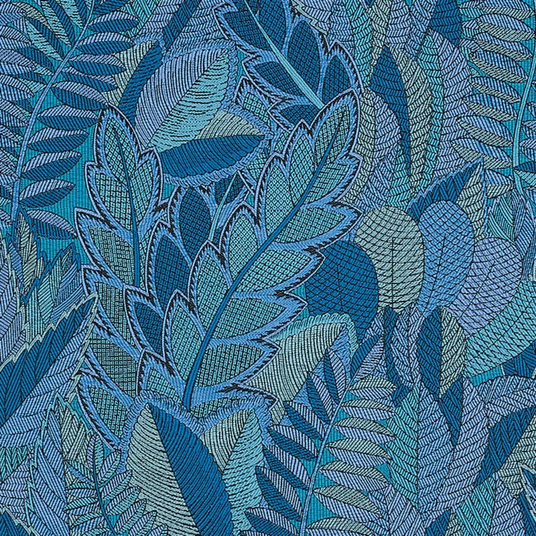 Schumacher 80563 Japura Forest Blues fabric swatch