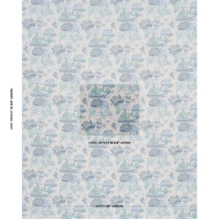 Schumacher 84880 Jardin De Louis Delft fabric swatch