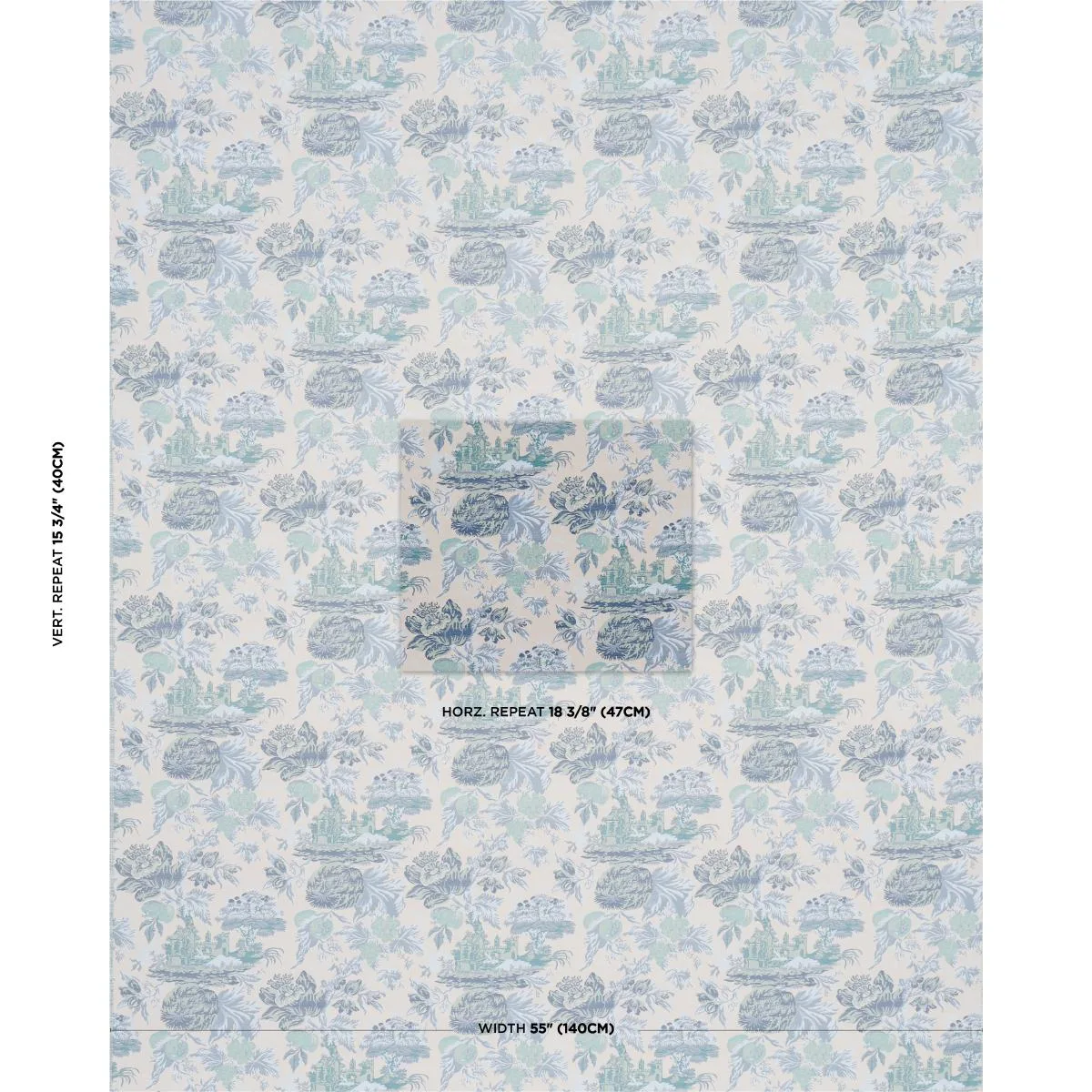 Schumacher 84880 Jardin De Louis Delft fabric swatch