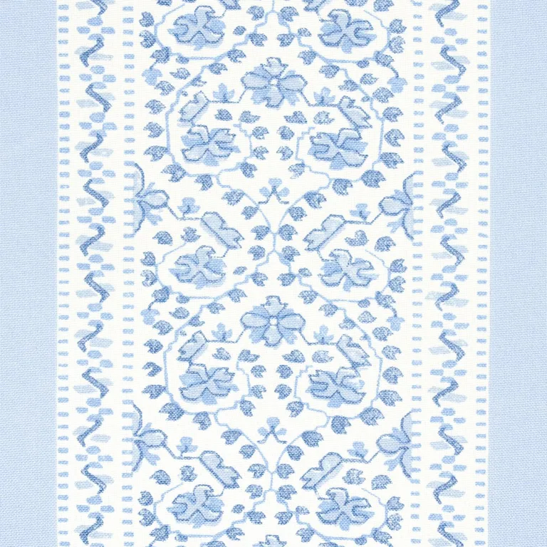 Schumacher 180740 Jasmine Indoor/Outdoor Indigo fabric swatch