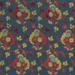 Schumacher 77741 Jennie Velvet Blue & Red fabric swatch
