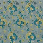 Schumacher 77742 Jennie Velvet Peacock & Celadon fabric swatch