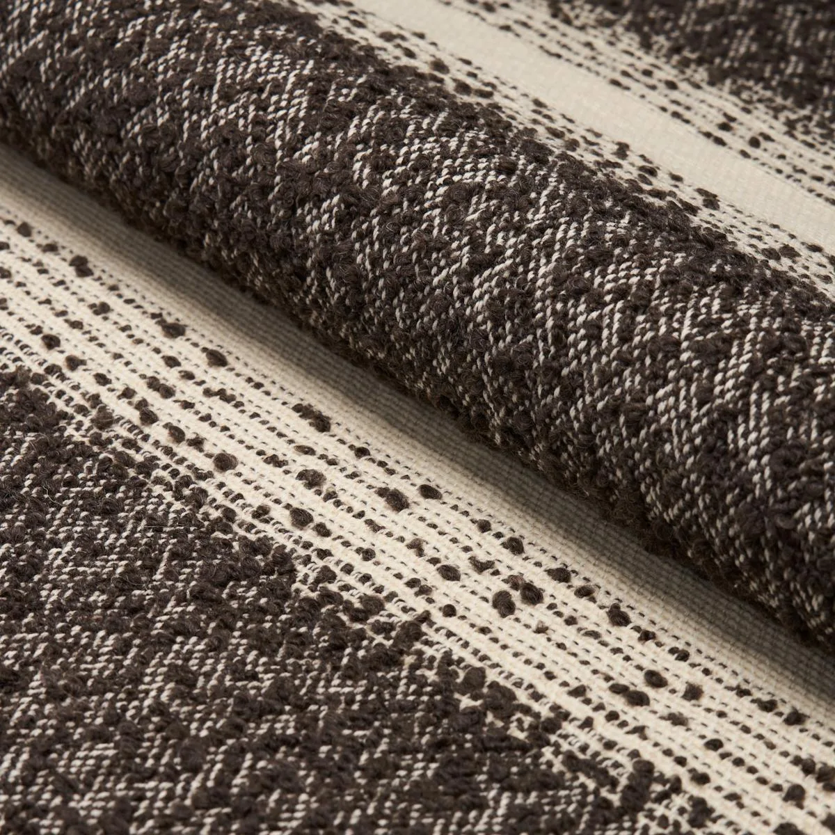 Schumacher 82381 Jessen Alpaca Stripe Brown fabric swatch
