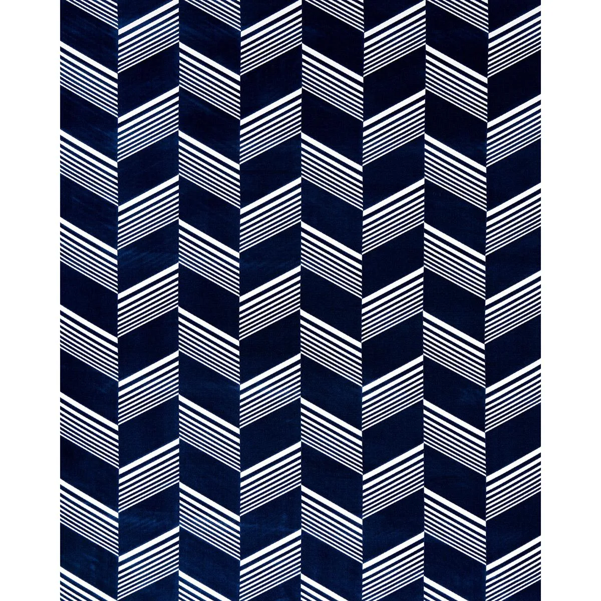 Schumacher 81571 Jessie Cut Velvet Navy & White fabric swatch