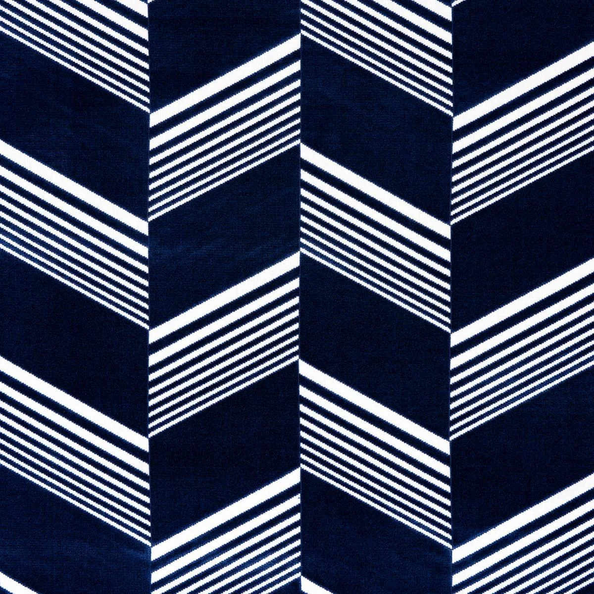 Schumacher 81571 Jessie Cut Velvet Navy & White fabric swatch