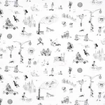 Schumacher 182331 Joana Avillez's Street Scenes Black & White fabric swatch