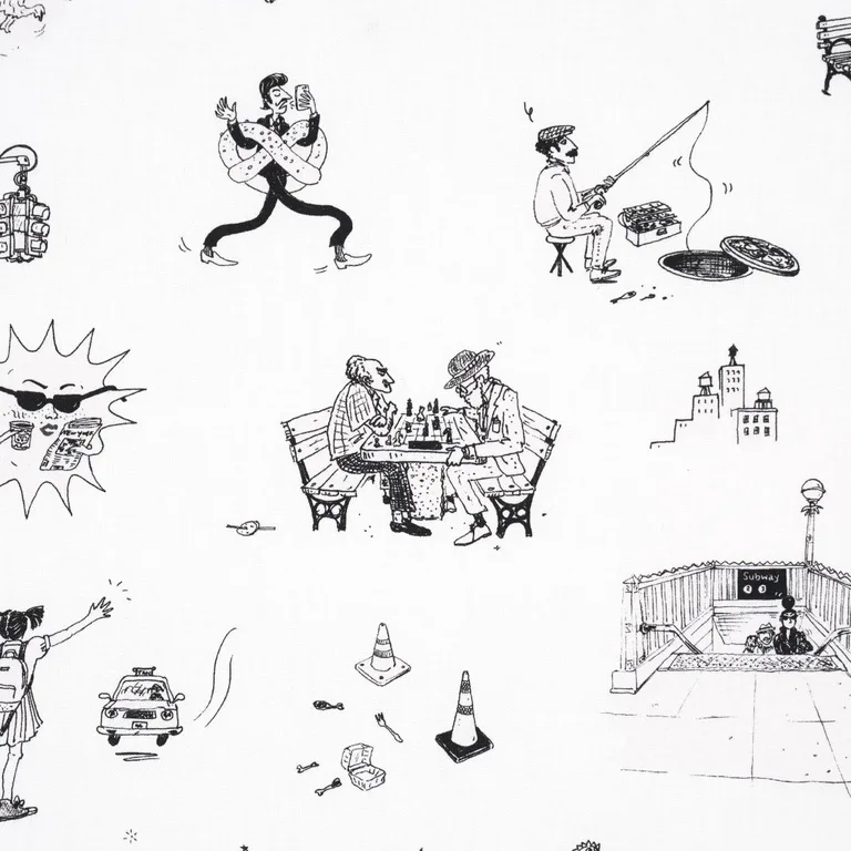 Schumacher 182331 Joana Avillez's Street Scenes Black & White fabric swatch