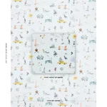 Schumacher 182330 Joana Avillez's Street Scenes Multicolor On Sky Blue fabric swatch
