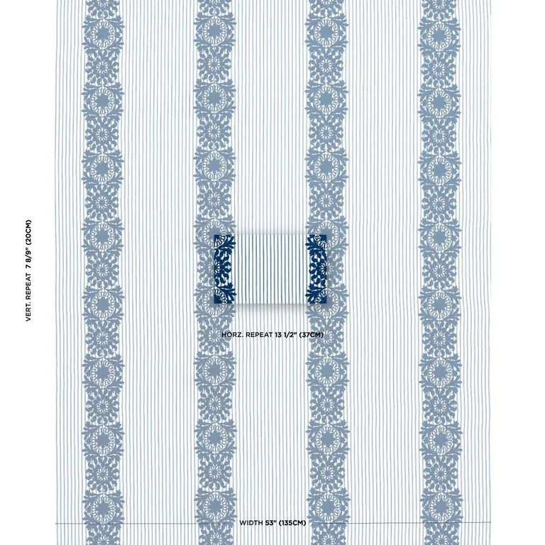 Schumacher 81541 Joelle Stripe Blue fabric swatch