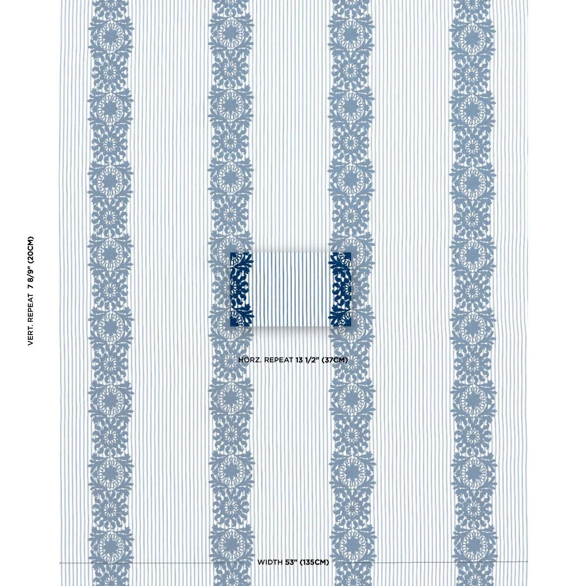 Schumacher 81541 Joelle Stripe Blue fabric swatch