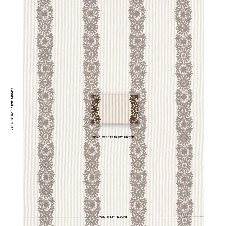 Schumacher 81540 Joelle Stripe Chocolate fabric swatch