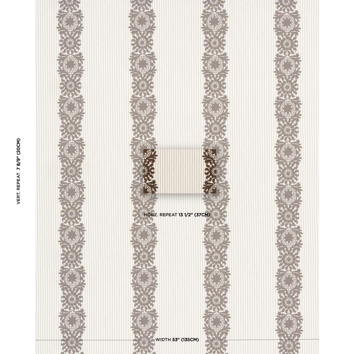 Schumacher 81540 Joelle Stripe Chocolate fabric swatch
