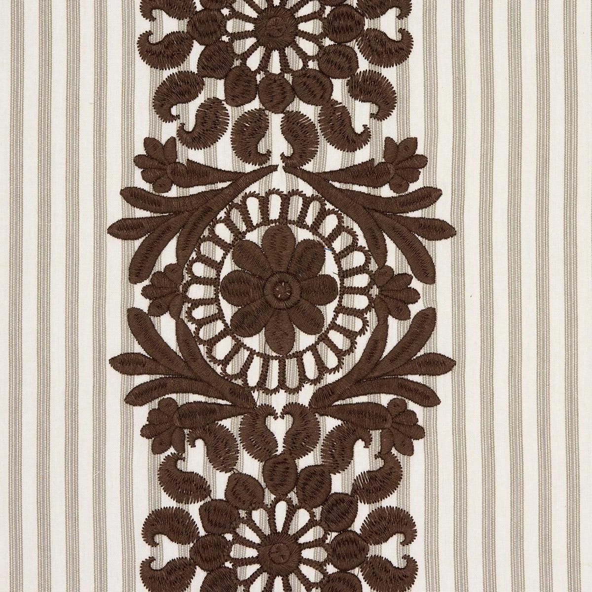 Schumacher 81540 Joelle Stripe Chocolate fabric swatch