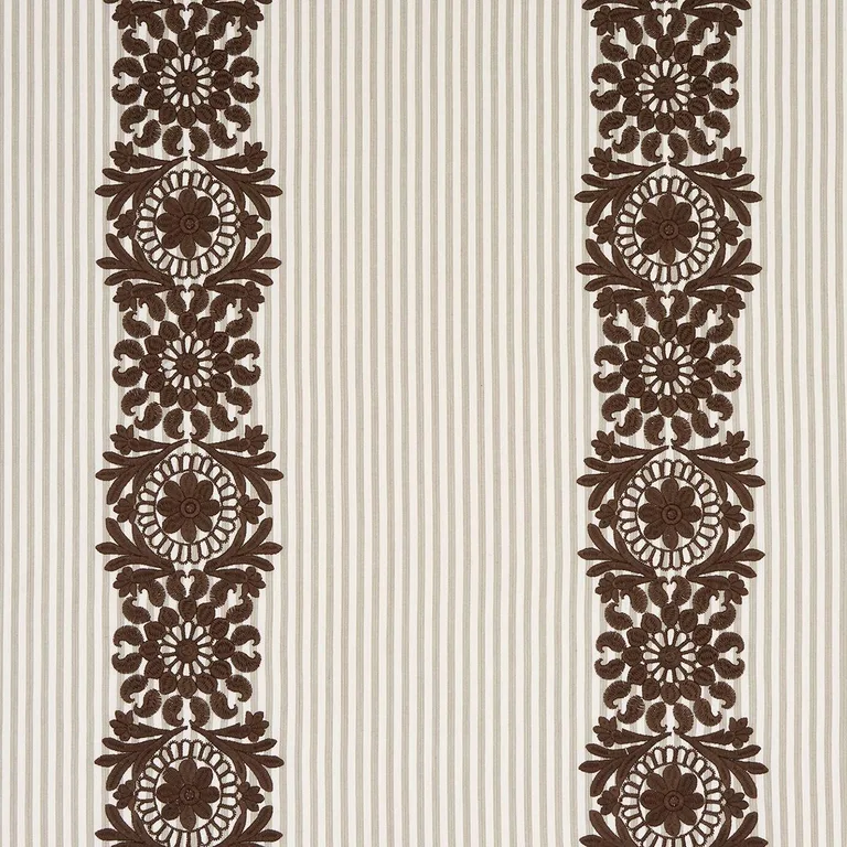 Schumacher 81540 Joelle Stripe Chocolate fabric swatch