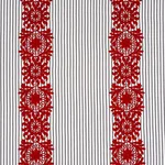 Schumacher 81542 Joelle Stripe Red On Black fabric swatch