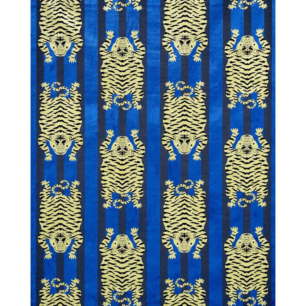 Schumacher 77234 Jokhang Tiger Velvet Blue fabric swatch