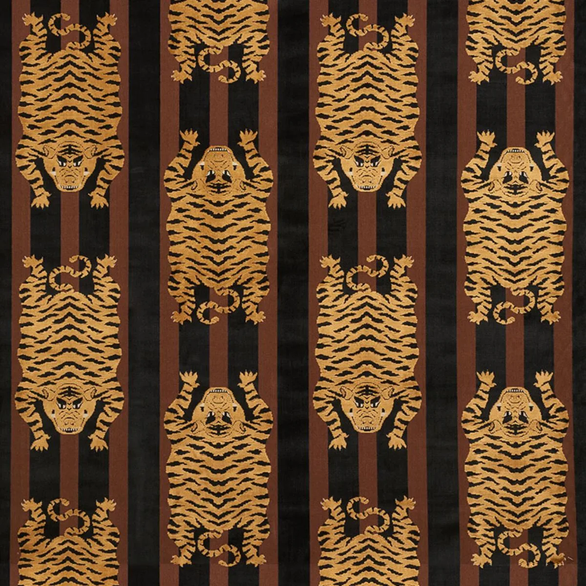 Schumacher 77232 Jokhang Tiger Velvet Brown & Black fabric swatch
