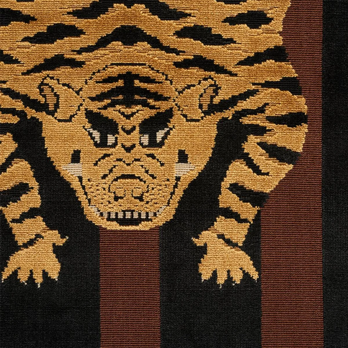Schumacher 77232 Jokhang Tiger Velvet Brown & Black fabric swatch