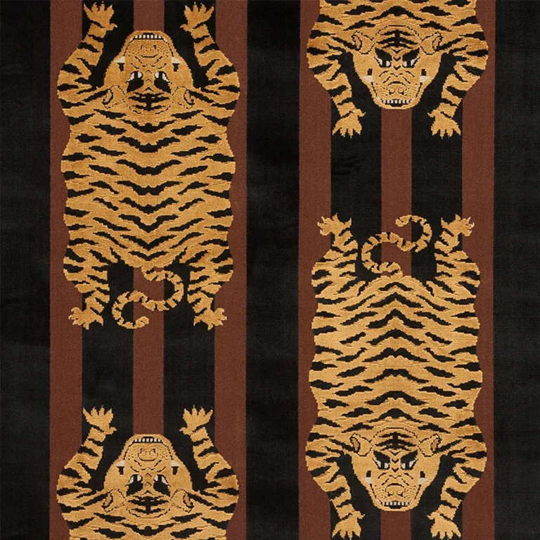 Schumacher 77232 Jokhang Tiger Velvet Brown & Black fabric swatch