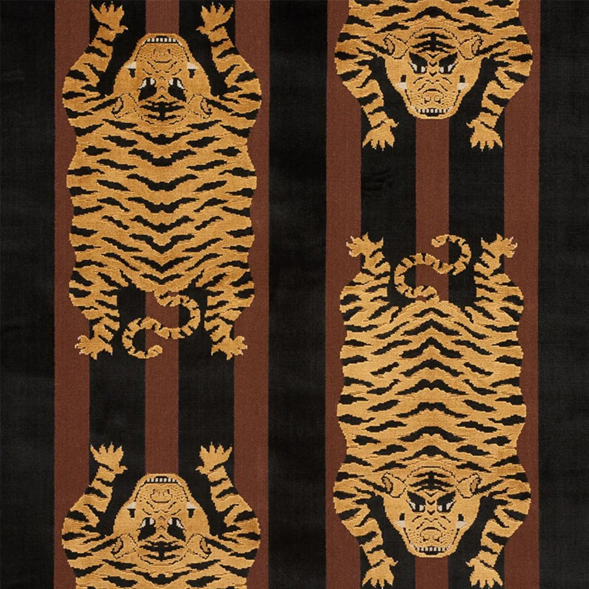 Schumacher 77232 Jokhang Tiger Velvet Brown & Black fabric swatch